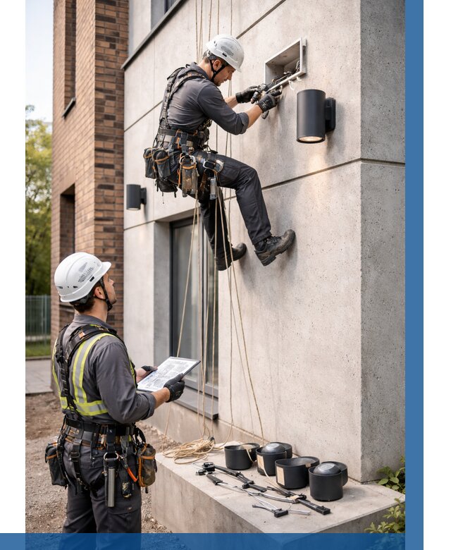 Монтаж фасадного освещения в Серпухове от 2540 р. | ВЫСОТНИК-Срп