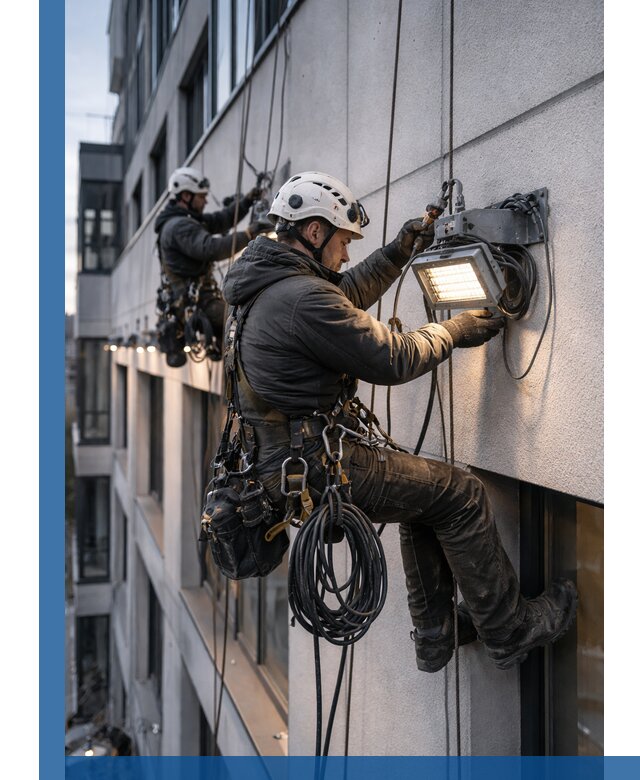 Монтаж фасадного освещения в Серпухове установка и подключение