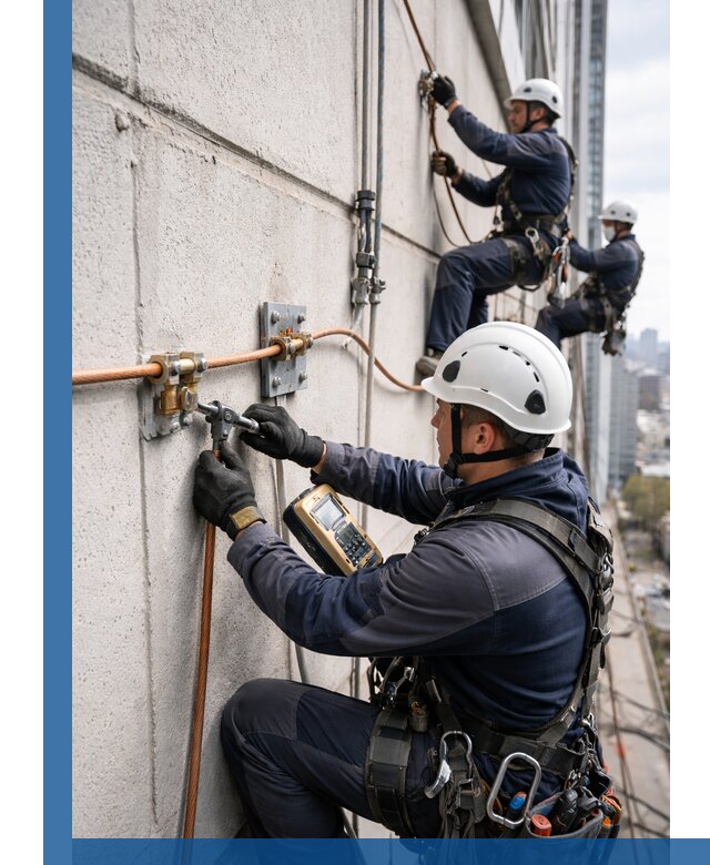 Монтаж системы заземления здания и молниезащиты в Серпухове