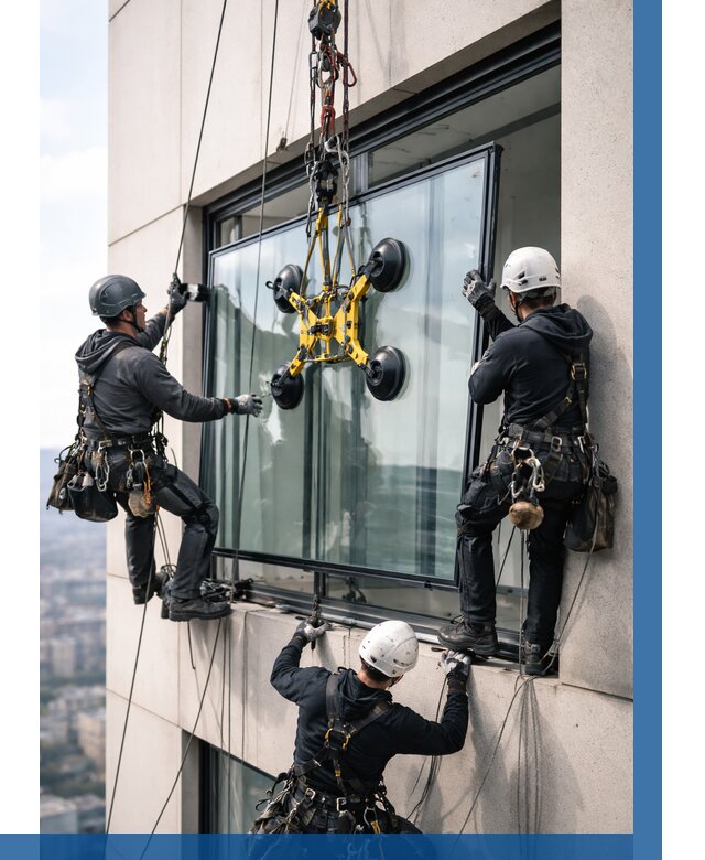 Монтаж стеклопакетов на высоте в Серпухове от 3252 р. | ВЫСОТНИК-Срп