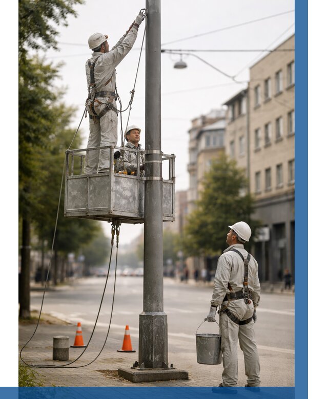 Покраска опор освещения в Серпухове от 5081 р. | ВЫСОТНИК-Срп