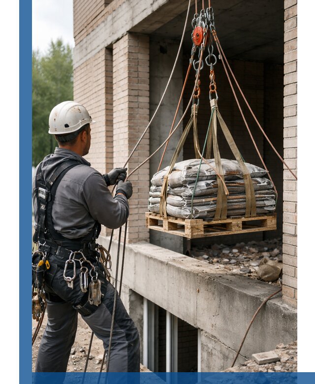 Подъем материалов на этаж веревками в Серпухове оперативно
