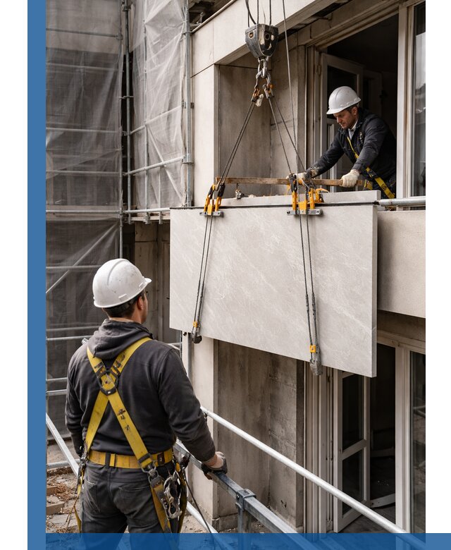 Подъем керамогранита на этаж в Серпухове грузчиками и техникой