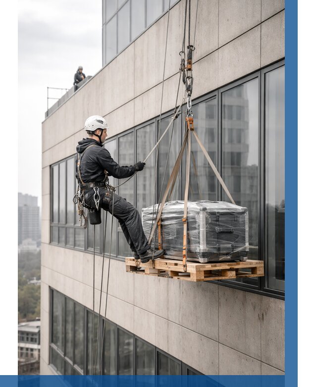 Спуск груза по фасаду в Серпухове от 3556 р. | ВЫСОТНИК-Срп