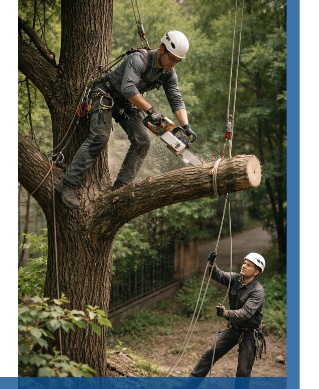 Спил деревьев альпинистами в Серпухове от 8129 р. | ВЫСОТНИК-Срп