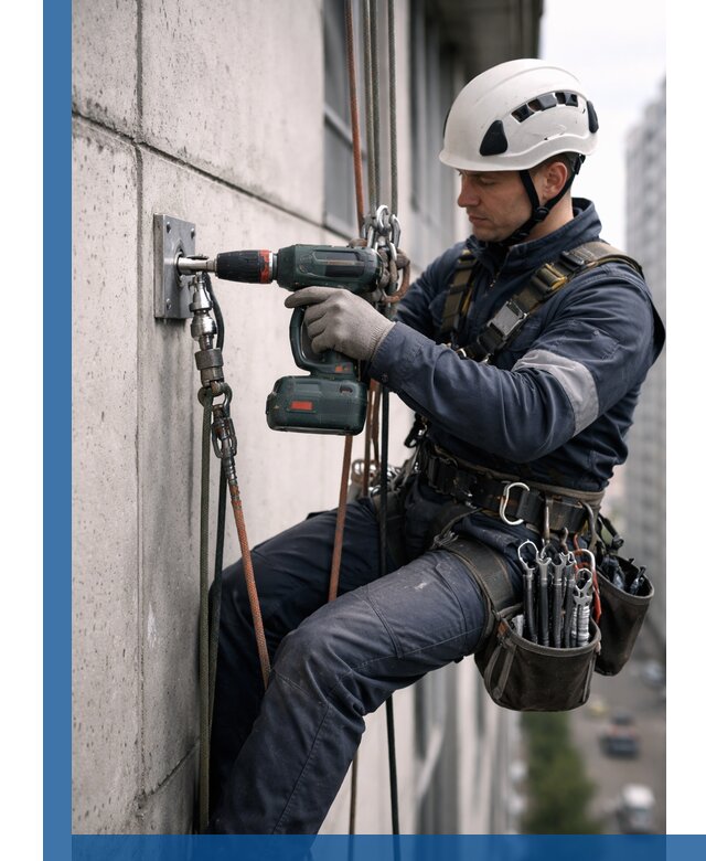 Установка анкерных точек для высотных работ в Серпухове